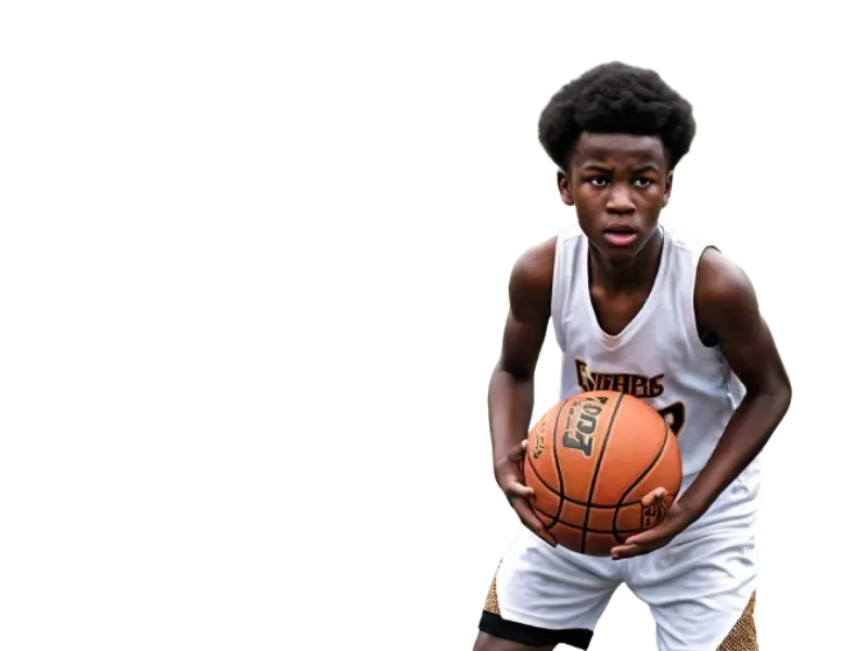 A young boy with a basket ball